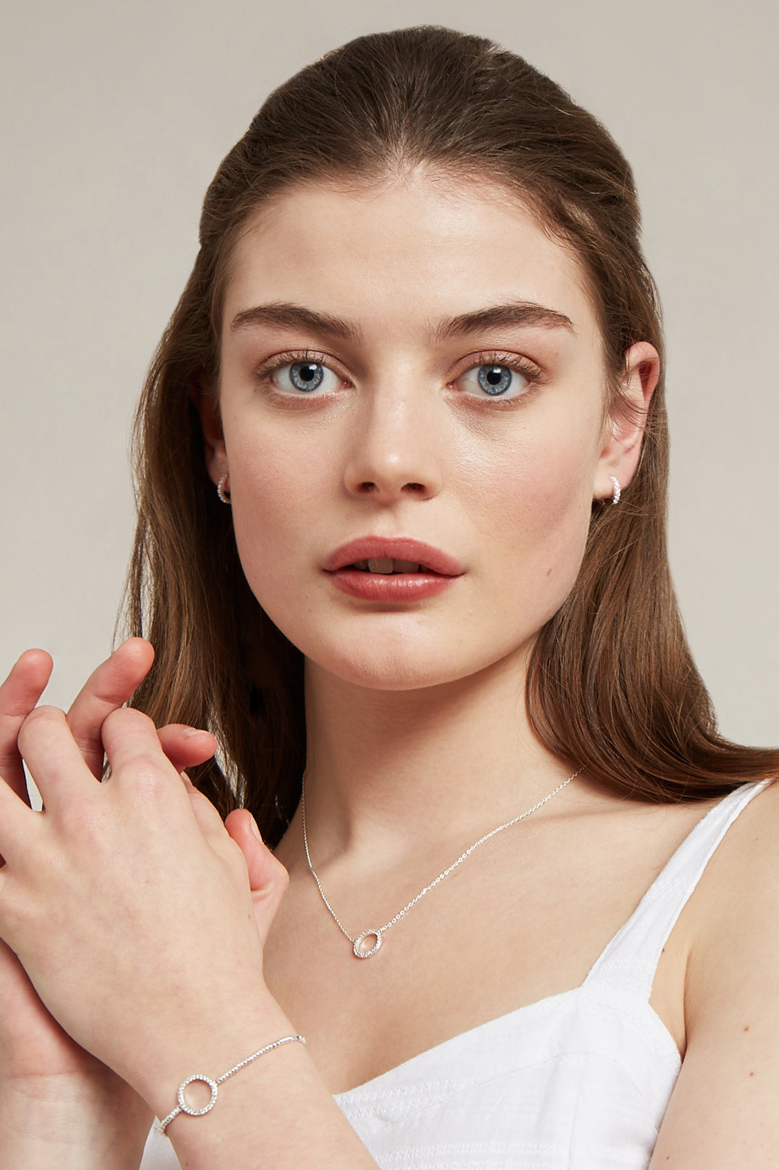 Sparkling White CZ Hoop Earrings for Women - Elegant Cubic Zirconia Studded Hanging Hoops - Perfect for Parties, Weddings & Everyday Wear