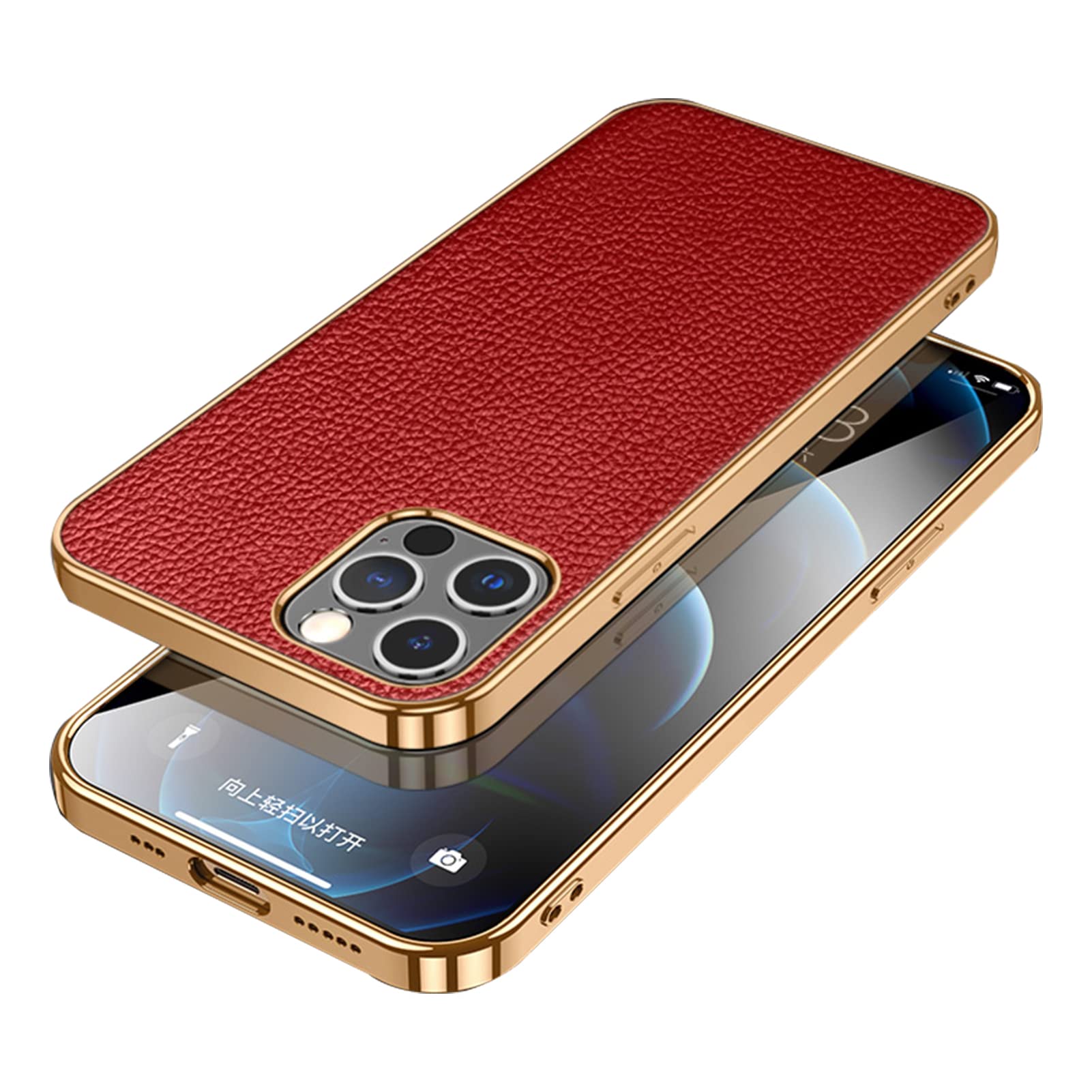 Premium Slim Leather iPhone 13 Pro/Pro Max Case - Shockproof, Anti-Scratch Vintage Cover with Soft Protection (Red) | Perfect for Daily Use, Travel & Business Professionals