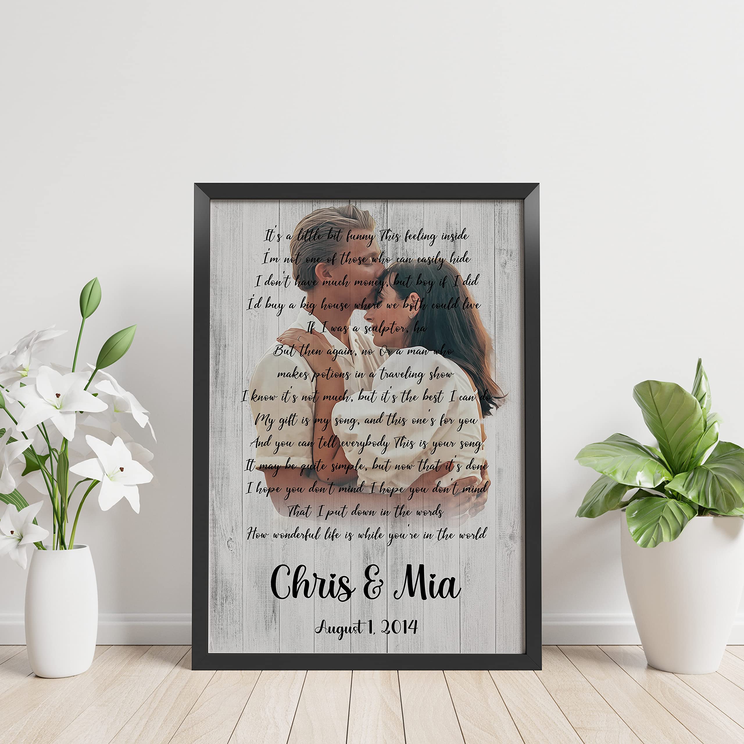 Custom First Dance Song Lyrics Portrait - Personalized Wedding Vows Sign, First Dance Lyrics Art, Wedding Illustration for Home Decor & Anniversary Gifts