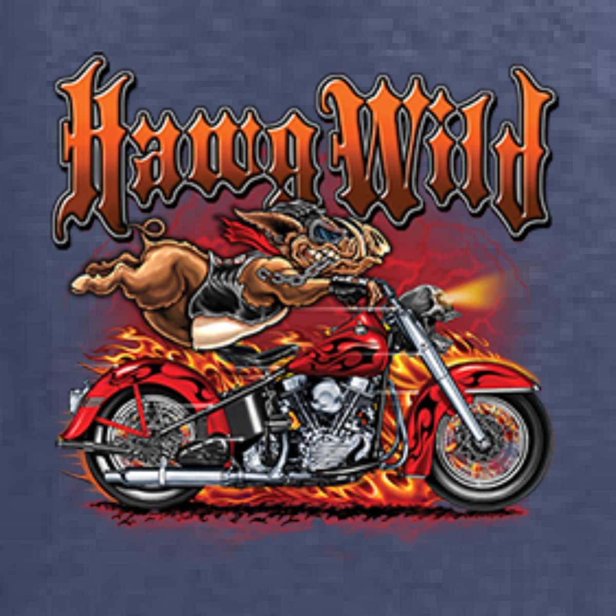 Wild Hawg Motorcycle Flaming Cars & Trucks Graphic T-Shirt for Men - Casual Biker Style Tee for Riding, Car Shows & Everyday Wear