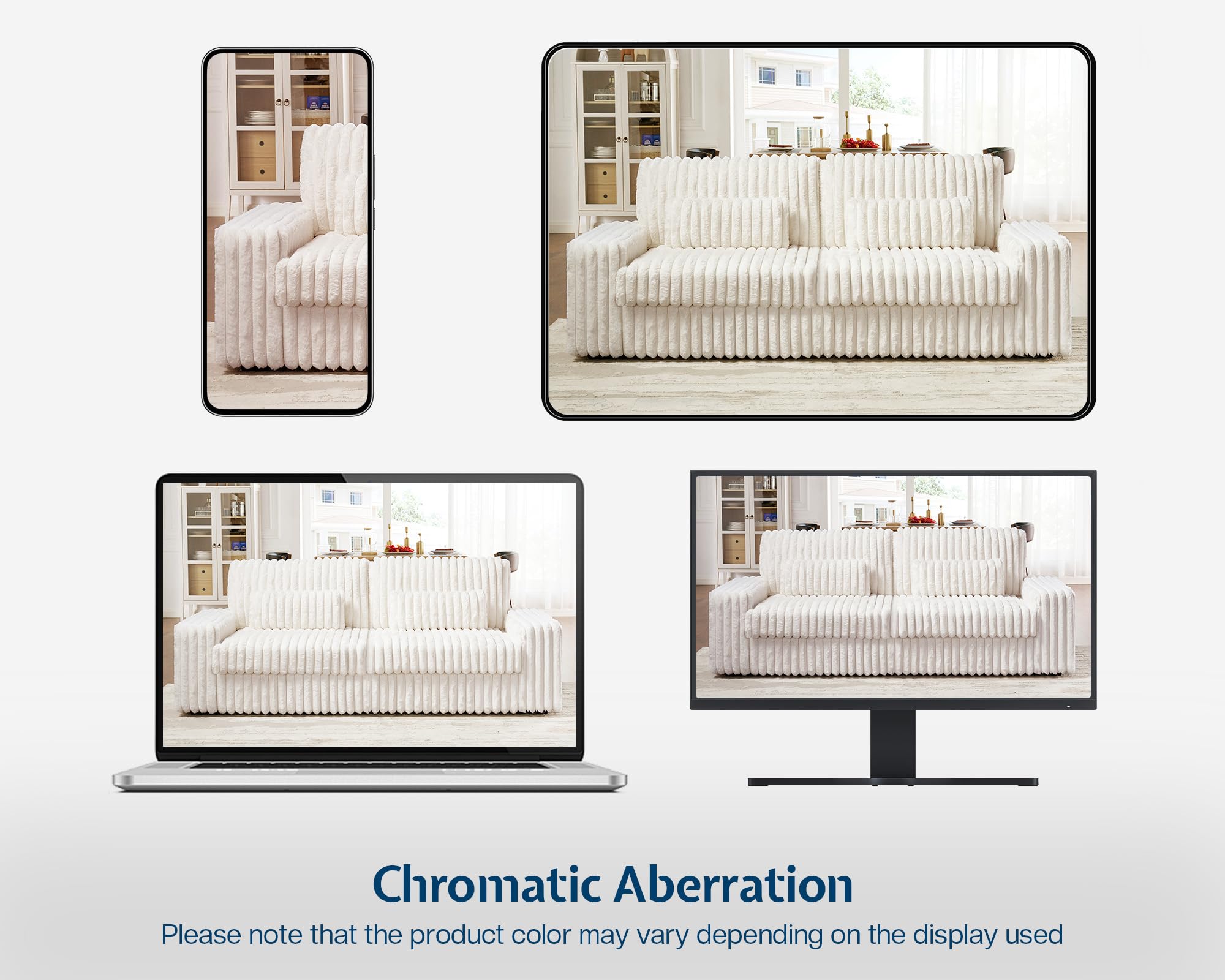 Jocisland 88 Inch Modern 3-Seater Sofa with Lumbar Pillows & Armrests - Plush Cloud Couch for Living Room, Bedroom or Office (Beige) | Comfortable Sectional Couch for Relaxing, Entertaining & Small Spaces