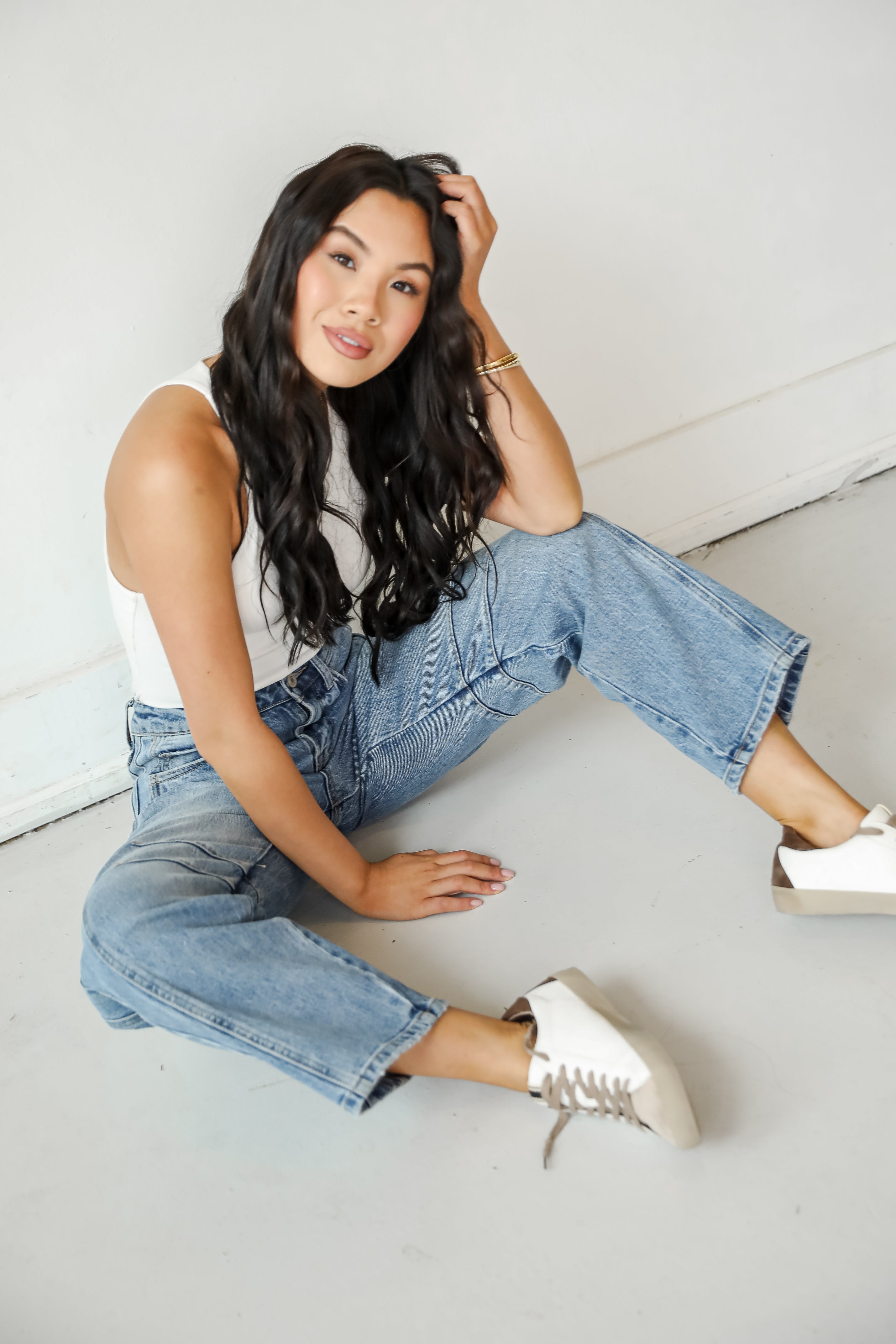 Addy Medium Wash High Rise Barrel Jeans for Women - Vintage Inspired Stretch Denim Pants for Casual Wear & Everyday Outfits