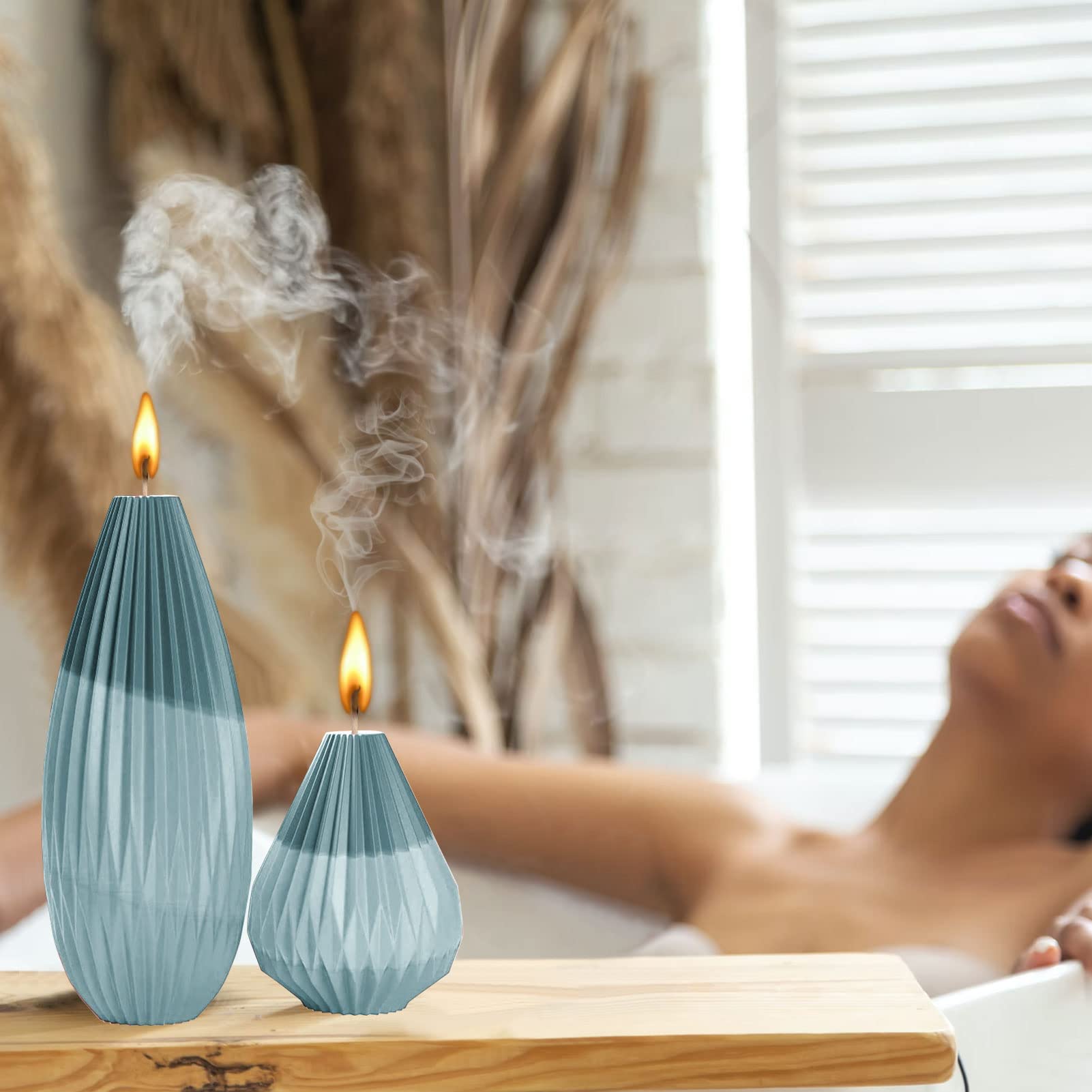 3D Geometric Pear Bottle Silicone Candle Molds for DIY Crafts - Tapered Texture Striped Wax & Aromatherapy Soap Making Molds | Perfect for Home Decor, Wedding Centerpieces, and Relaxing Spa Gifts