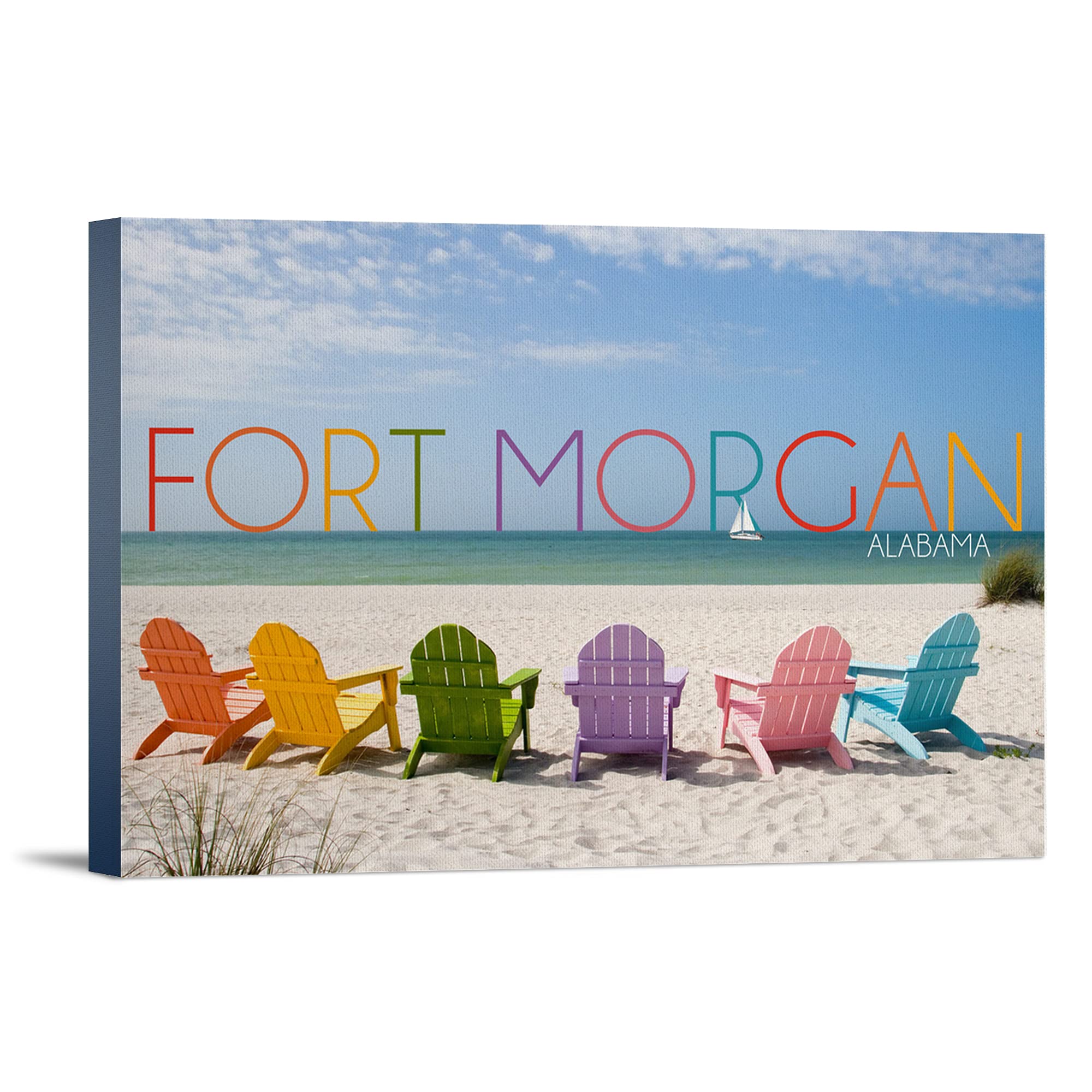 Lantern Press Fort Morgan Alabama Beach Chairs Art Print - 12x18 Wrapped Canvas Wall Decor for Coastal Living Room, Bedroom & Office