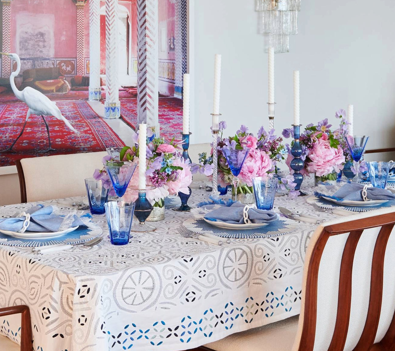 Blue & White Dream Weaver Placemats Set of 4 - Elegant Table Setting for Dining, Parties & Home Decor