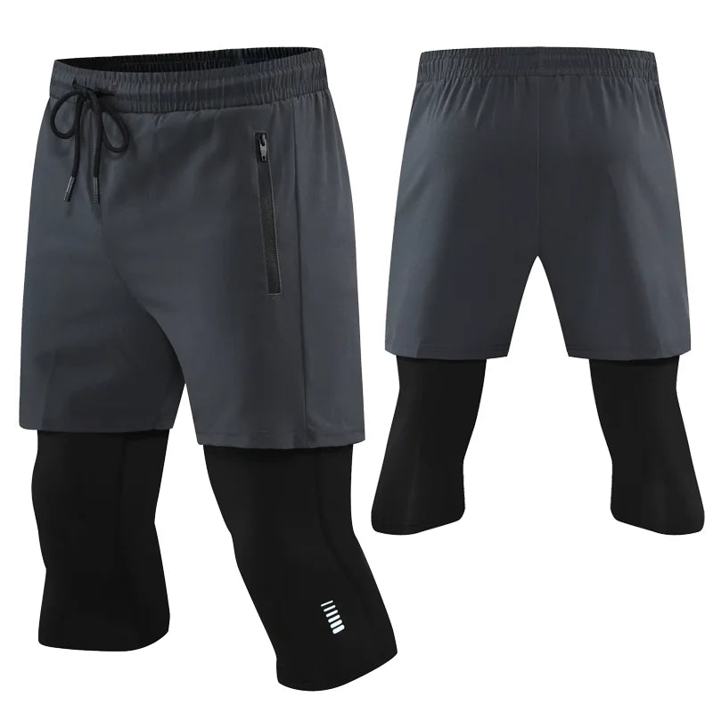 Men's 2-in-1 Running Pants with Pockets - Double Layer Gym Training Sweatpants for Jogging & Workouts | Moisture-Wicking Athletic Trousers for Men