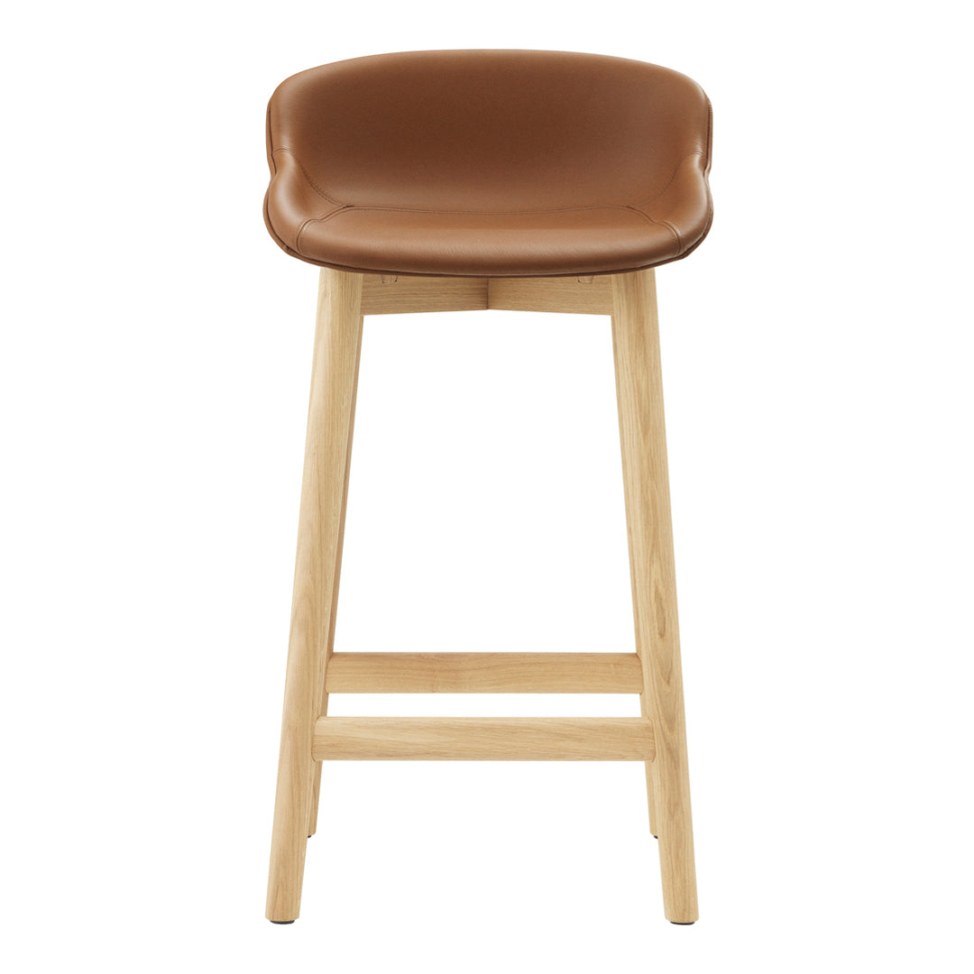 Premium Hyg Counter Stool with Full Upholstery & Wood Base - Modern Bar Stool for Kitchen Island, Breakfast Nook & Home Bar Decor