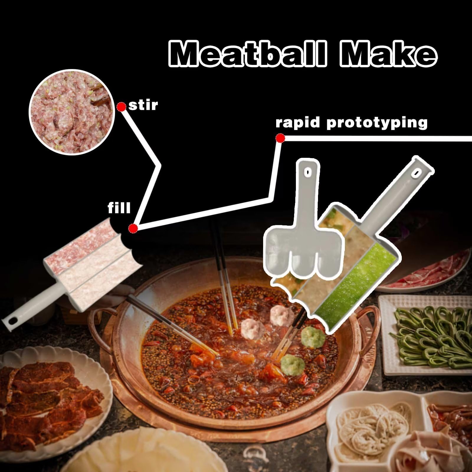 2Pcs Meatball Maker Tool - Kitchen Meatball Mold for Perfectly Sized Meatballs (3 at a Time) - Fast & Efficient Meatball Shaper for Homemade Cooking, Meal Prep & Party Food
