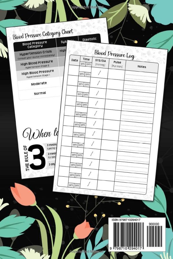 Blood Pressure Log Book - Track & Monitor Blood Pressure, Heart Rate & Pulse at Home | Daily Health Journal with Floral Design | Perfect for Women's Health Monitoring & Doctor Visits