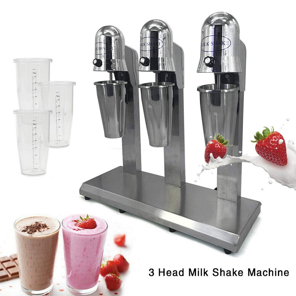 540W Commercial Milk Shaker Machine - Stainless Steel 3-Head Drink Mixer with Cup for Milk Tea & Smoothies (18000 RPM, 110V) - Perfect for Bubble Tea Shops, Coffee Houses & Home Bars