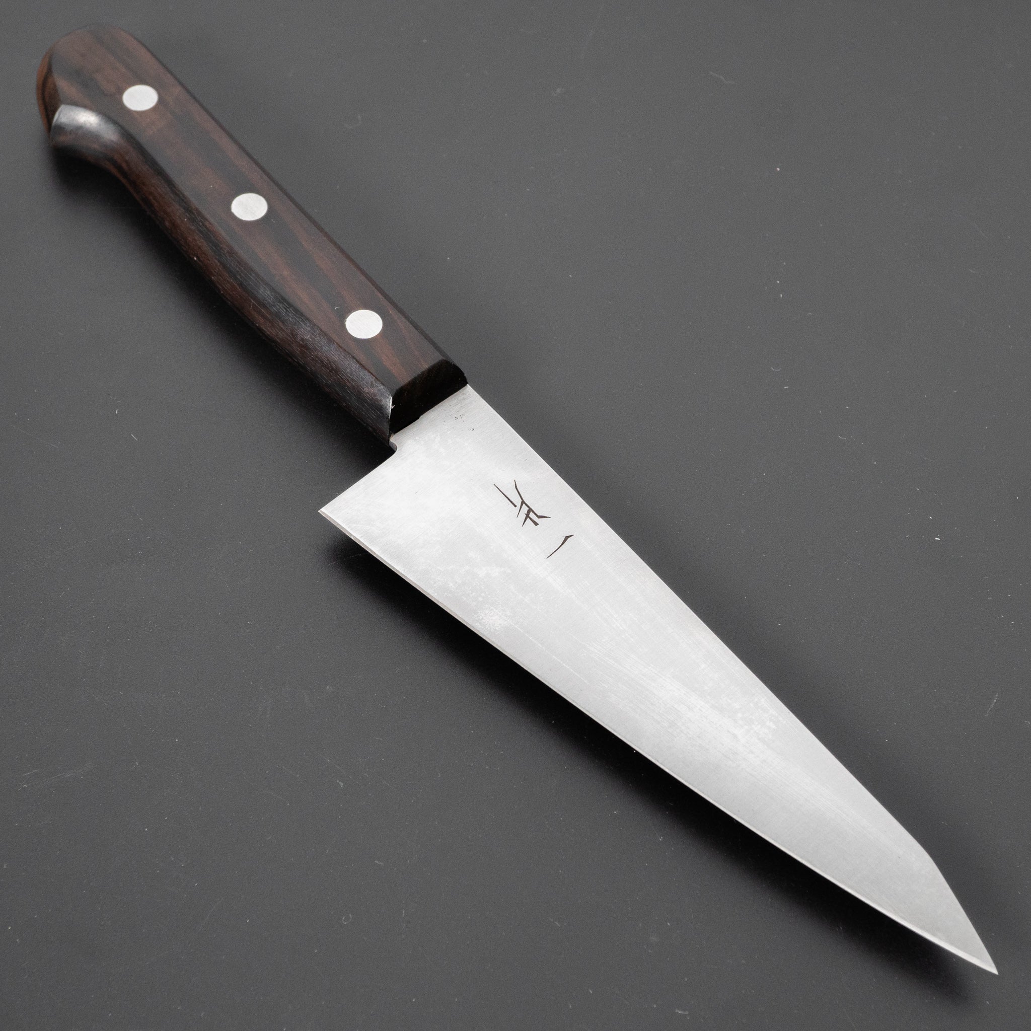 Hitohira Vintage SK Honesuki Japanese Boning Knife - Kaku Ebony Wood Handle (No Bolster) - Perfect for Butchers, Chefs & Home Cooks for Poultry & Meat Preparation