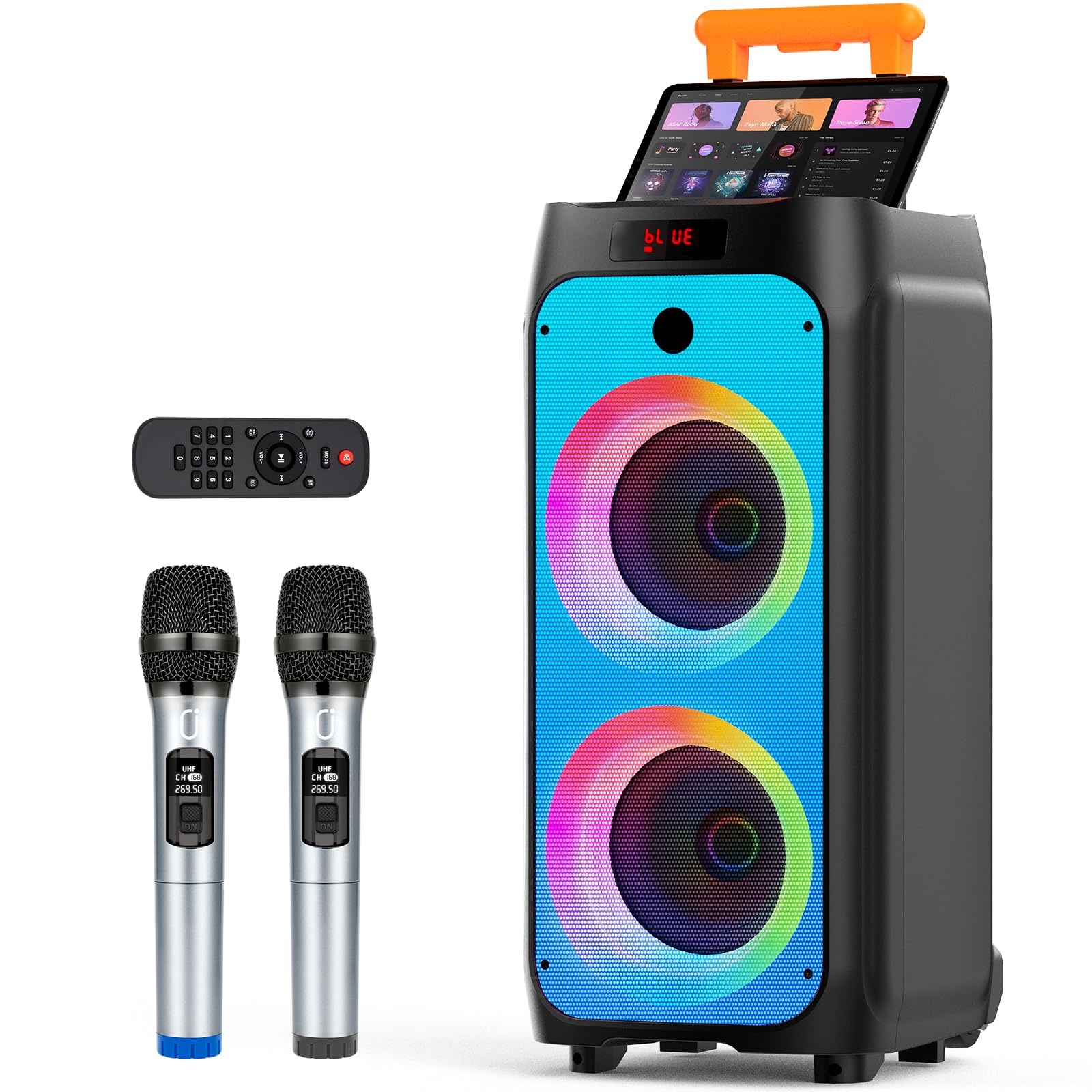 Wireless Karaoke Machine with 2 Microphones, Portable Bluetooth Speaker for Home Party & Outdoor Use - Karaoke System with Disco Lights for Adults, Perfect for Birthday Parties, Family Gatherings & Camping