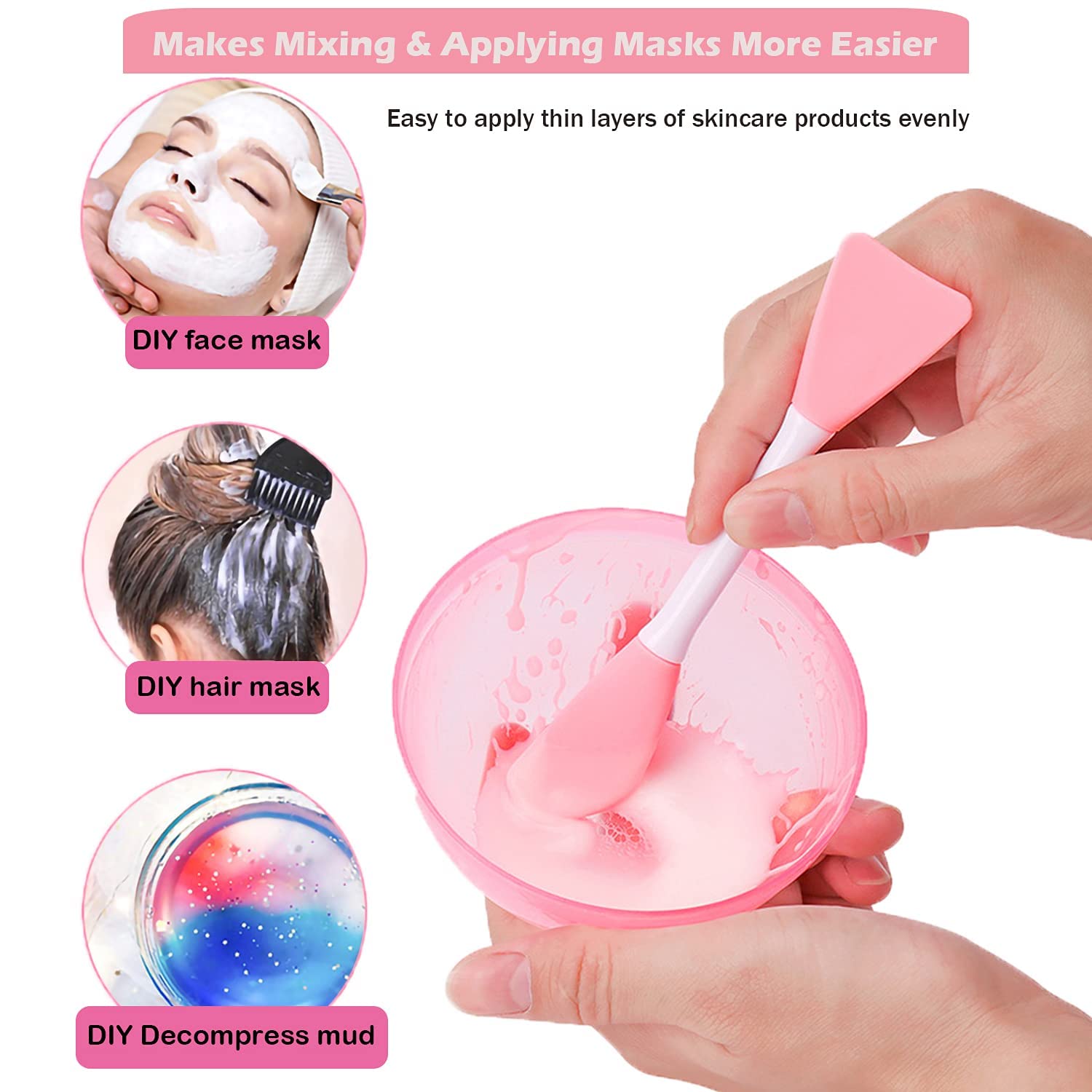 Sei Regina Silicone Face Mask Applicator - Double-Ended Makeup Brush for Mud, Clay & Charcoal Masks | Soft Beauty Tool for Cream & Lotion Application | Perfect for Spa, Skincare Routine & At-Home Facial Treatments
