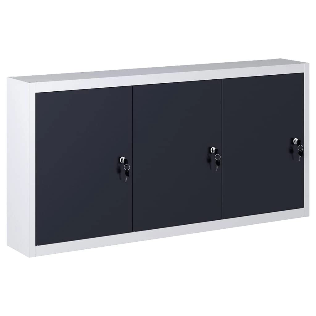 Wall Mounted Tool Cabinet - Metal Gray & Black for Garage & Home Office Storage