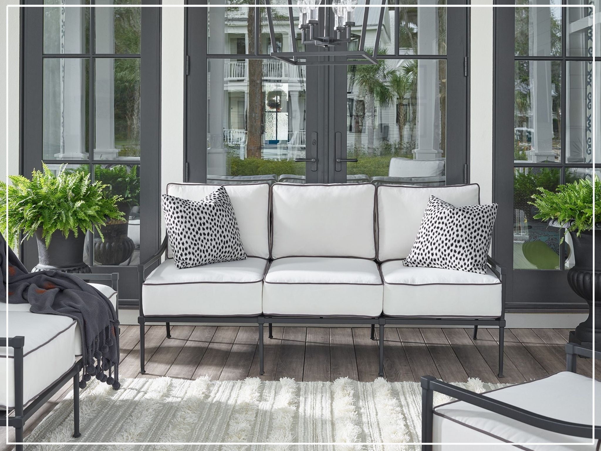 Universal Coastal Living Outdoor Seneca Sofa with Weather-Resistant Cushions - Perfect for Patio, Deck, Poolside & Beach House Relaxation