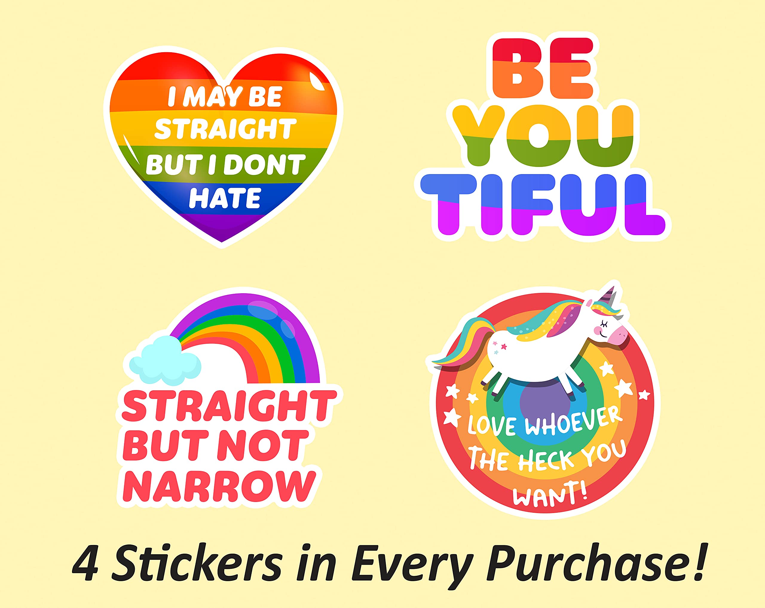 Straight But Not Narrow Pride Stickers Set - LGBTQIA+ & Queer Pride Stickers for Laptop, Water Bottle, Car | Waterproof & Oilproof Rainbow Flag Stickers - Perfect for Pride Month, Love Wins Celebration & Everyday LGBTQ Support