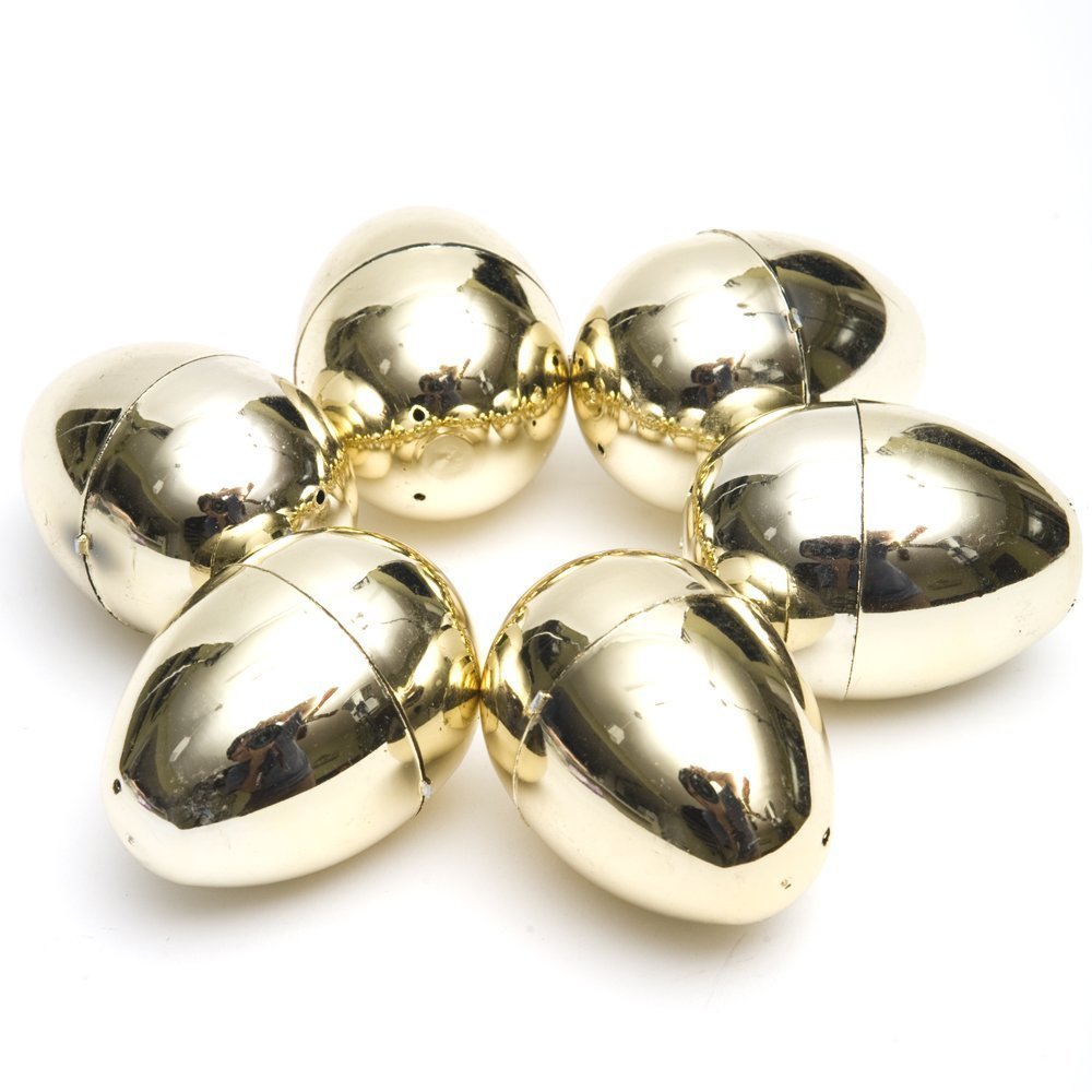 Golden Metallic Easter Eggs - 12 Pack Shiny Decorative Party Supplies for Easter Basket Stuffers, Egg Hunts & Spring Celebrations