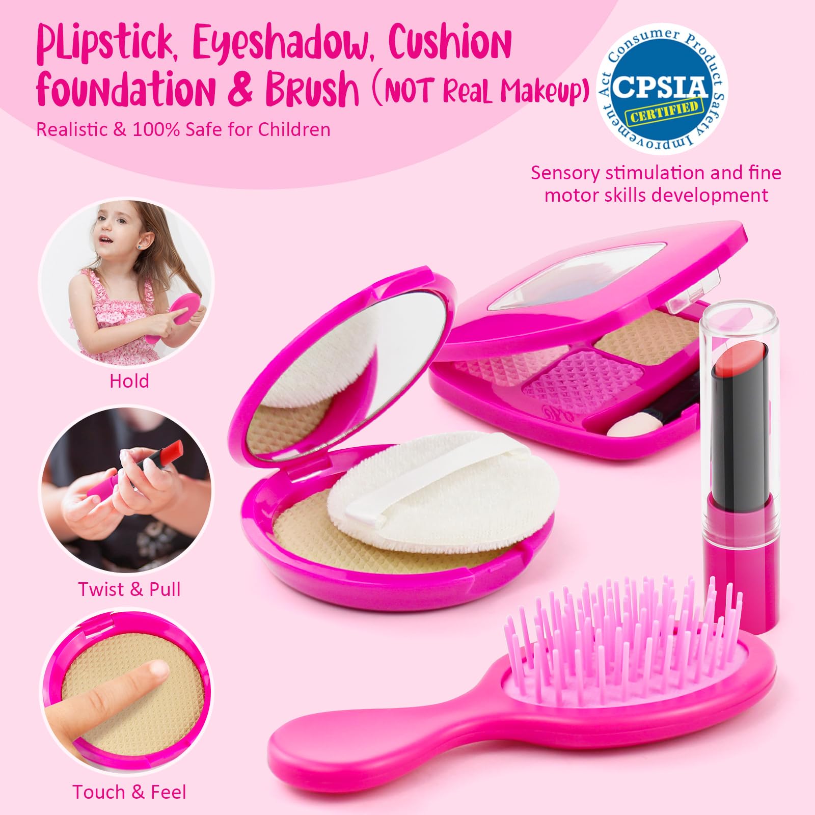 **49PCS Kids Pretend Play Purse Set with Pretend Makeup & Accessories - Princess Toy Wallet, Headset, Phone, Sunglasses, Keys, Credit Cards for Girls Age 3+ | Perfect for Birthday Gifts, Role Play & Dress-Up Fun**
