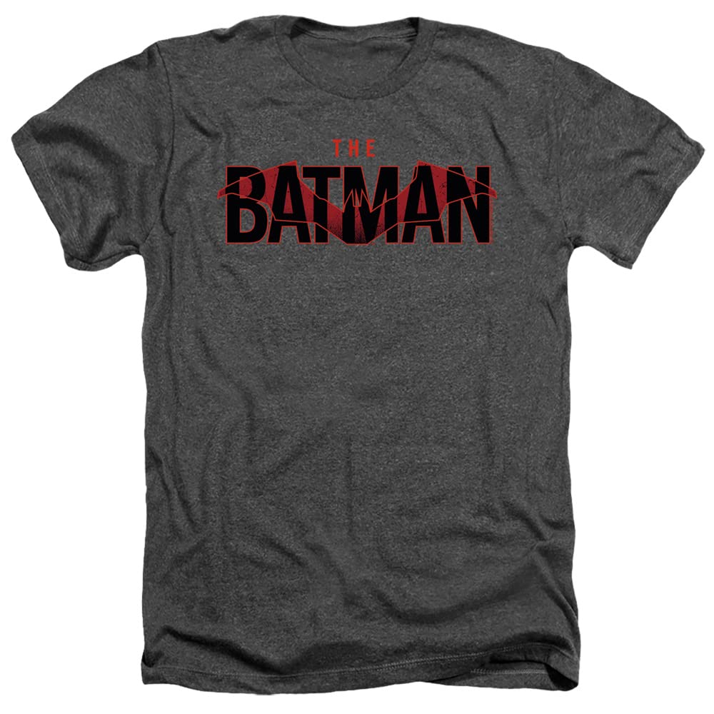 The Batman (2022) Red Bat Logo Unisex Adult Heather T-Shirt | Superhero Movie Merchandise for Fans & Cosplay