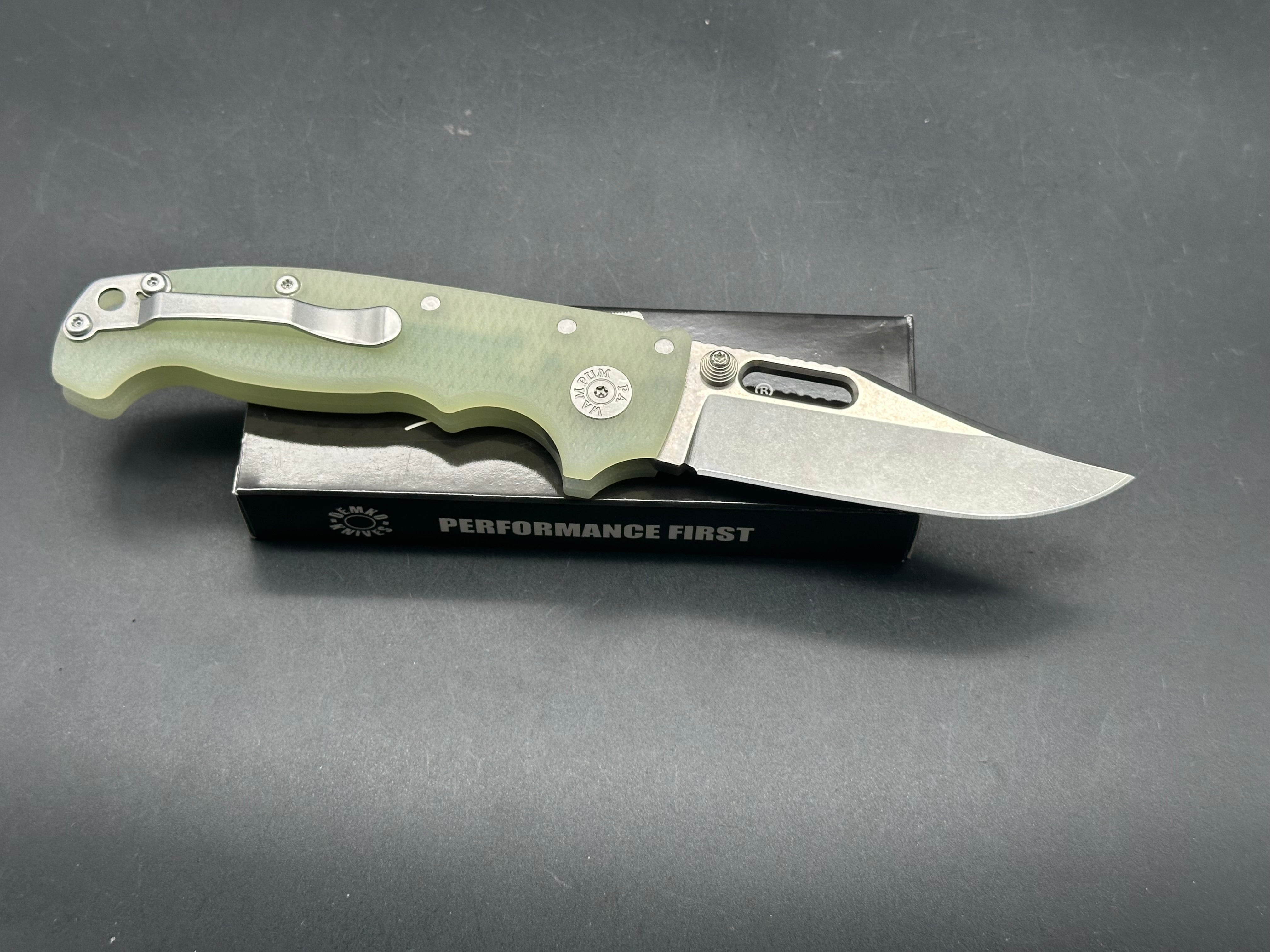 Demko ADMG20NATG10 KJB Folding Knife - Natural G10 Handle, 20CV Steel Blade - EDC, Outdoor, Camping & Survival Gear