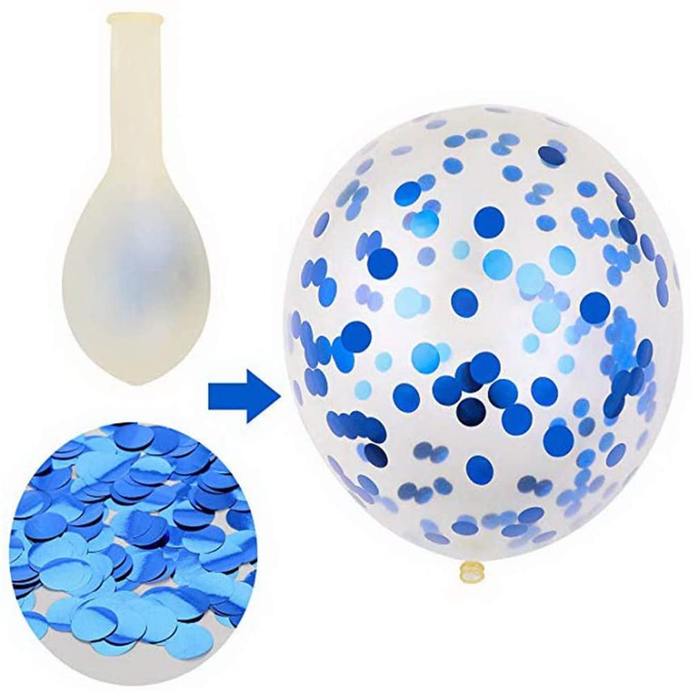 OTMVicor 20-Pack Light Blue & White 12-Inch Confetti Balloons - Perfect for Birthday Parties, Baby Showers & Wedding Decorations
