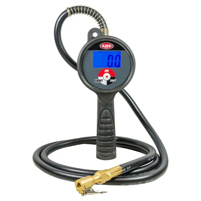 AME 24866 Digital Tire Inflator with Gauge - 12V Portable Air Compressor for Car Tires (174 PSI, Clip-On Chuck) - Perfect for Road Trips, Emergency Flat Tires & Home Garage Use