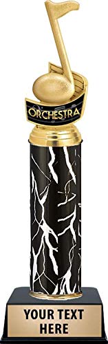 Custom Engraved Black Lightning Orchestra Music Note Trophy - Personalized Music Awards for Band & Choir Performances - Perfect for Competitions, Recitals & Student Achievements