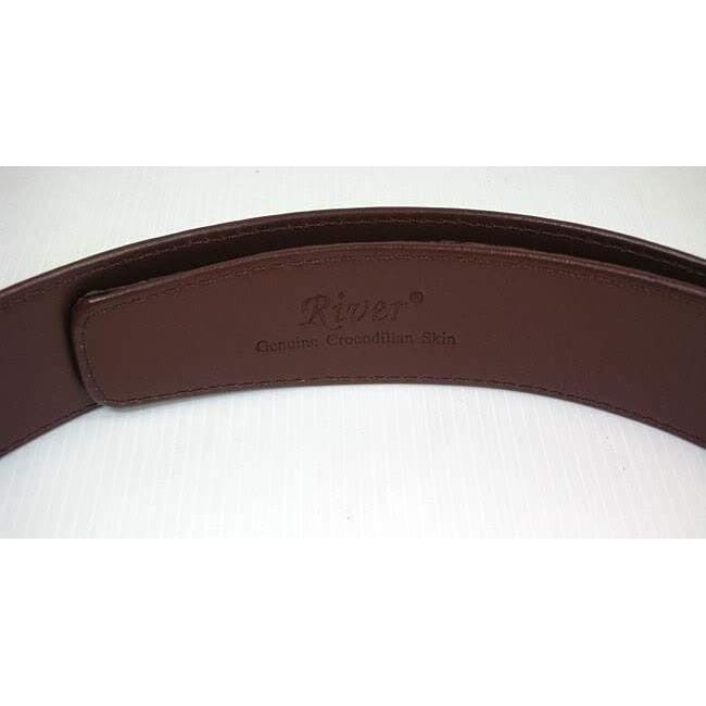Luxury Genuine Crocodile Leather Belt for Men - Burgundy Color - Premium Dress Belt for Business, Formal & Casual Wear - Adjustable Buckle & Durable Stitching