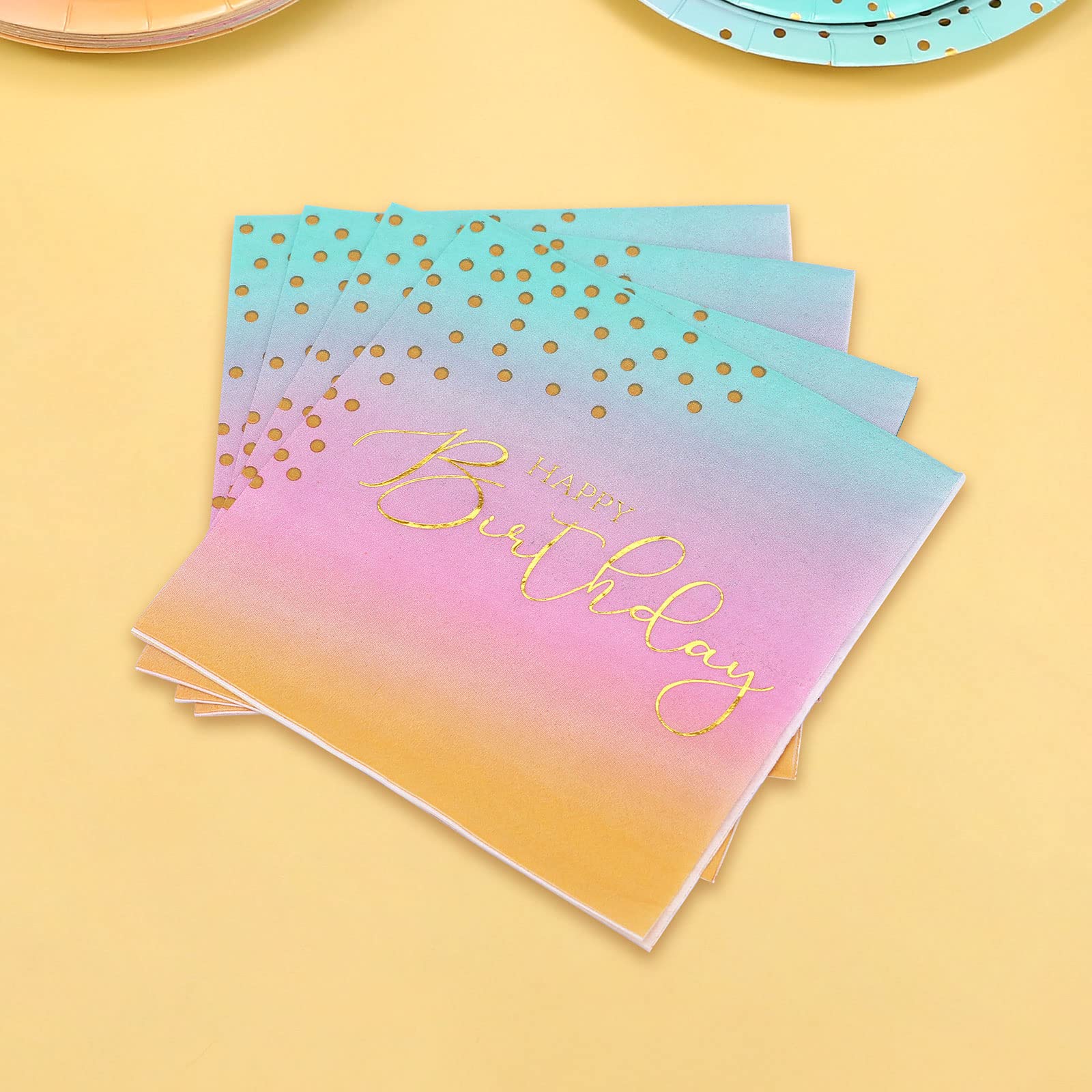 Pastel Rainbow Birthday Party Supplies for Girls - 25-Piece Disposable Plates, Cups & Napkins Set - Perfect for Kids Birthday Parties, Baby Showers & Themed Celebrations