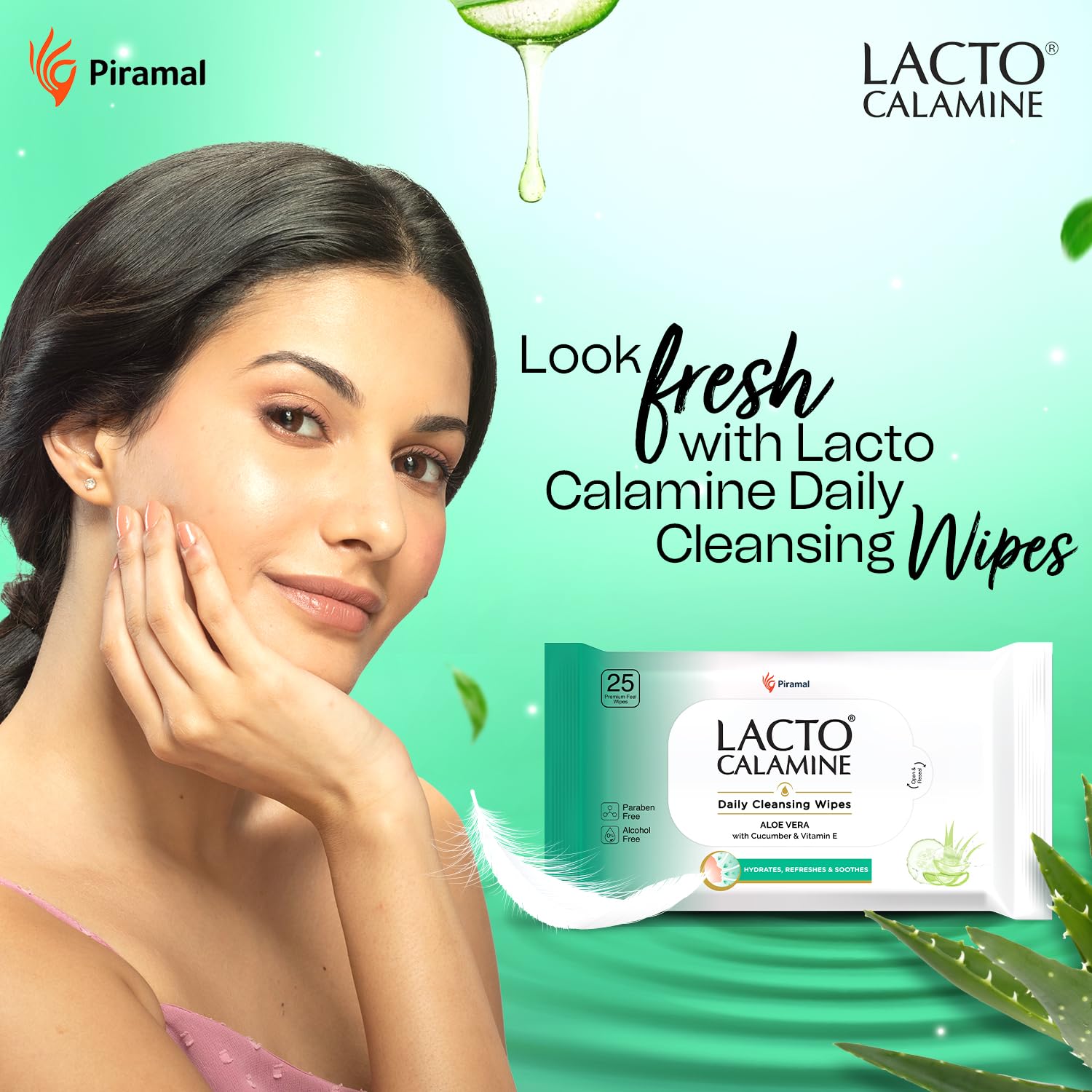 Lacto Calamine Daily Cleansing Facial Wipes - 25 Count (Pack of 4) | Aloe Vera, Cucumber & Vitamin E Infused Makeup Remover Wipes | Hydrating, Refreshing & Soothing | Paraben & Alcohol Free | Perfect for Travel, Gym & On-the-Go Skincare