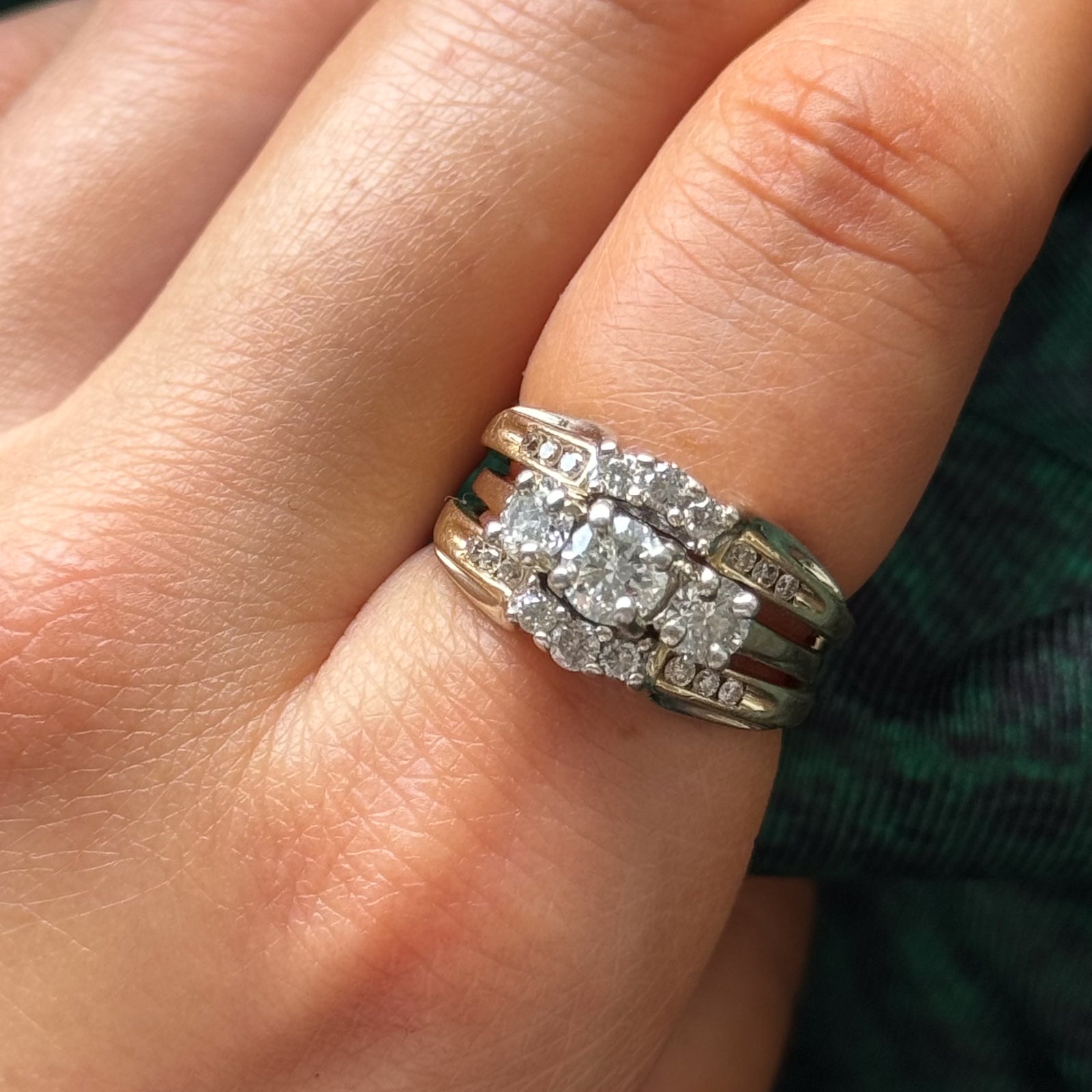 14K White Gold Diamond Three Stone Engagement Ring - 0.46 Carat Total Weight | Size 6 | Perfect for Wedding, Proposal & Anniversary Gifts