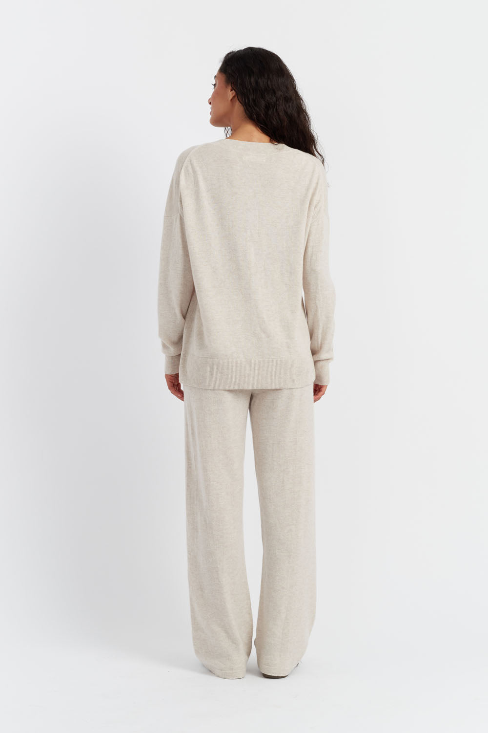 Light Oatmeal Wool Cashmere Slouchy Sweater for Women | Soft Oversized Pullover | Cozy Winter Knitwear for Casual Outfits & Lounge Wear