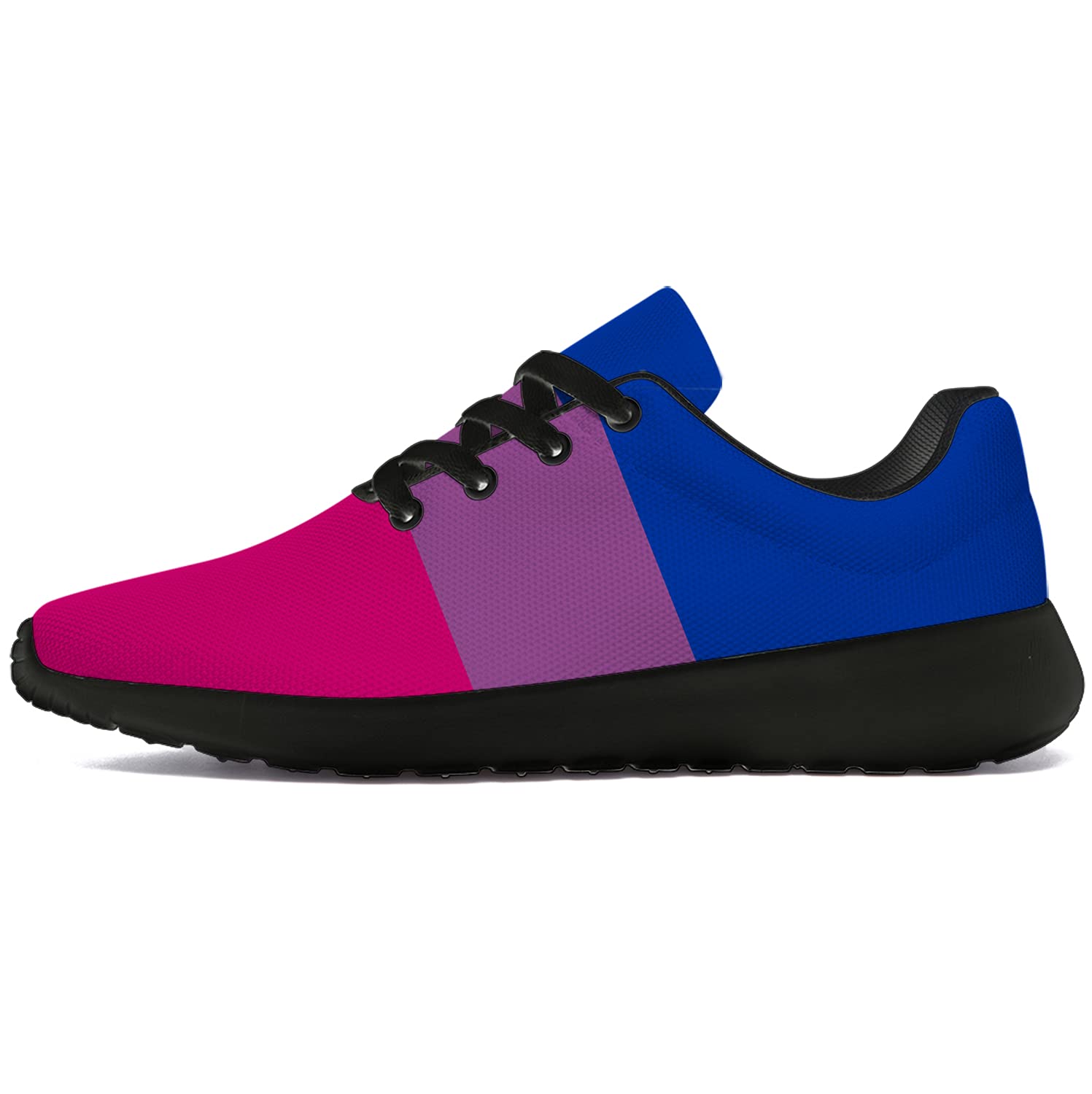 LGBTQ Pride Running Shoes for Women & Men - Bisexual Flag Sneakers for Walking, Tennis & Gym - Comfortable Bi Pride Athletic Shoes - Size 3.5 Men/5.5 Women Black - Perfect for Pride Parades, Workouts & Everyday Wear