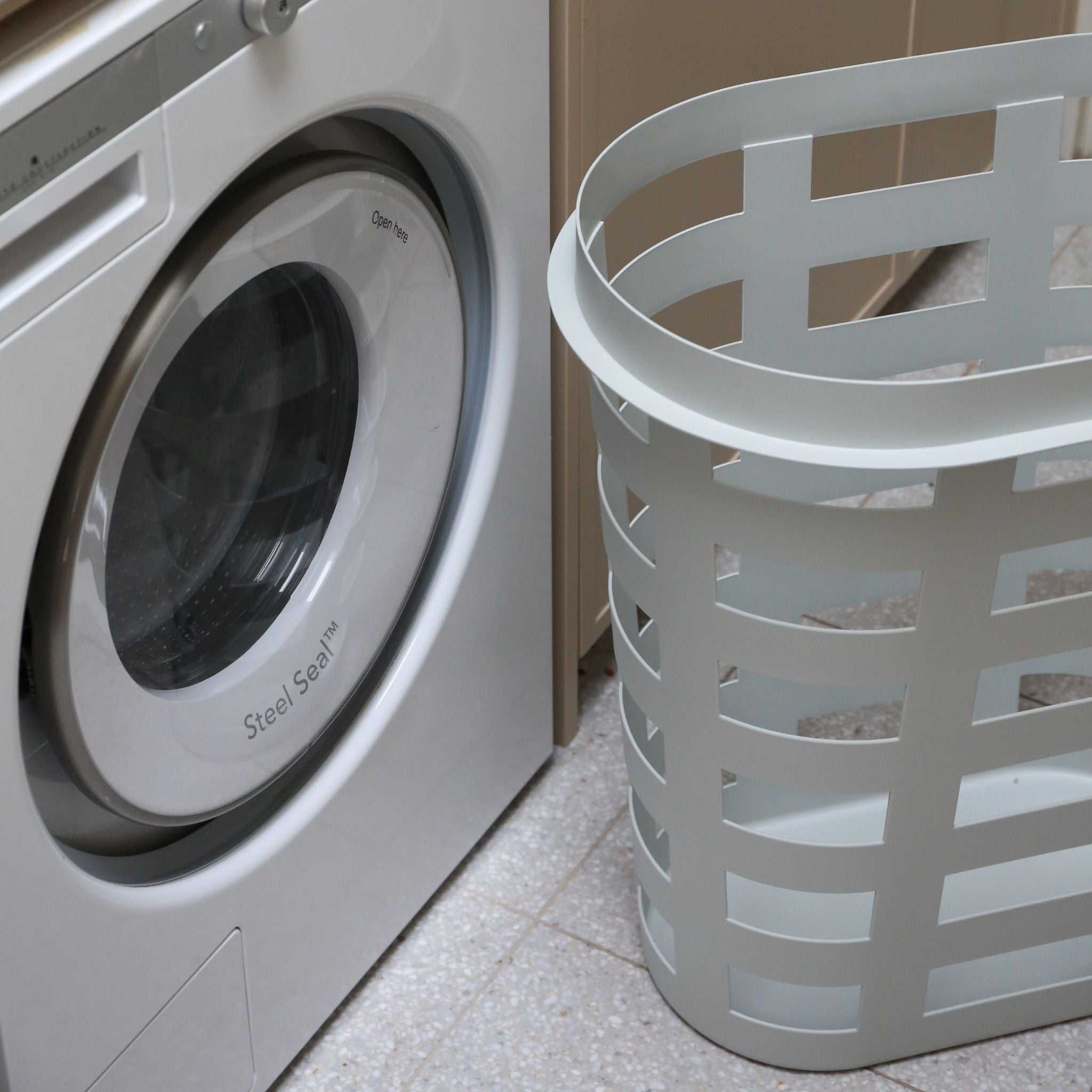 HAY Storage and Laundry Basket - Light Grey Woven Organizer for Bedroom, Bathroom & Closet Organization