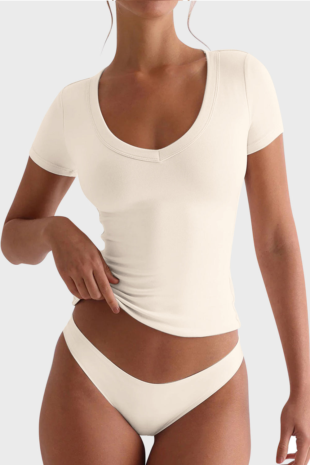 Women's Scoop Neck Short Sleeve T-Shirt - Soft Cotton Casual Tee for Everyday Wear | Perfect for Workouts, Lounging & Summer Outfits