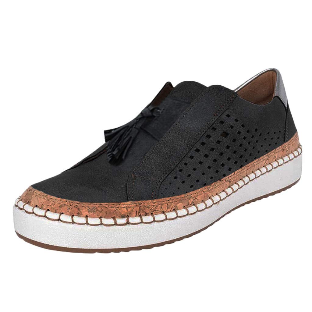 Gaoxin Women's Fashion Fringe Hollow-Out Round Toe Slip On Sneakers - Comfortable Olive Flat Shoes for Casual Wear, Walking & Summer Outfits
