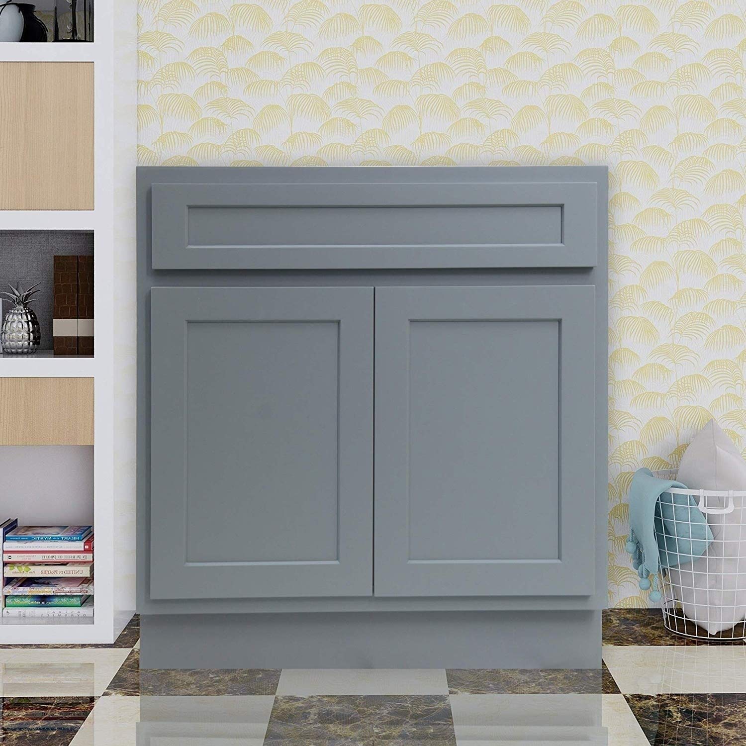 Vanity Art 36 Inch Single Sink Bathroom Vanity Cabinet in Grey - Modern Bathroom Storage with Soft-Close Doors & Drawers for Master Bath or Powder Room