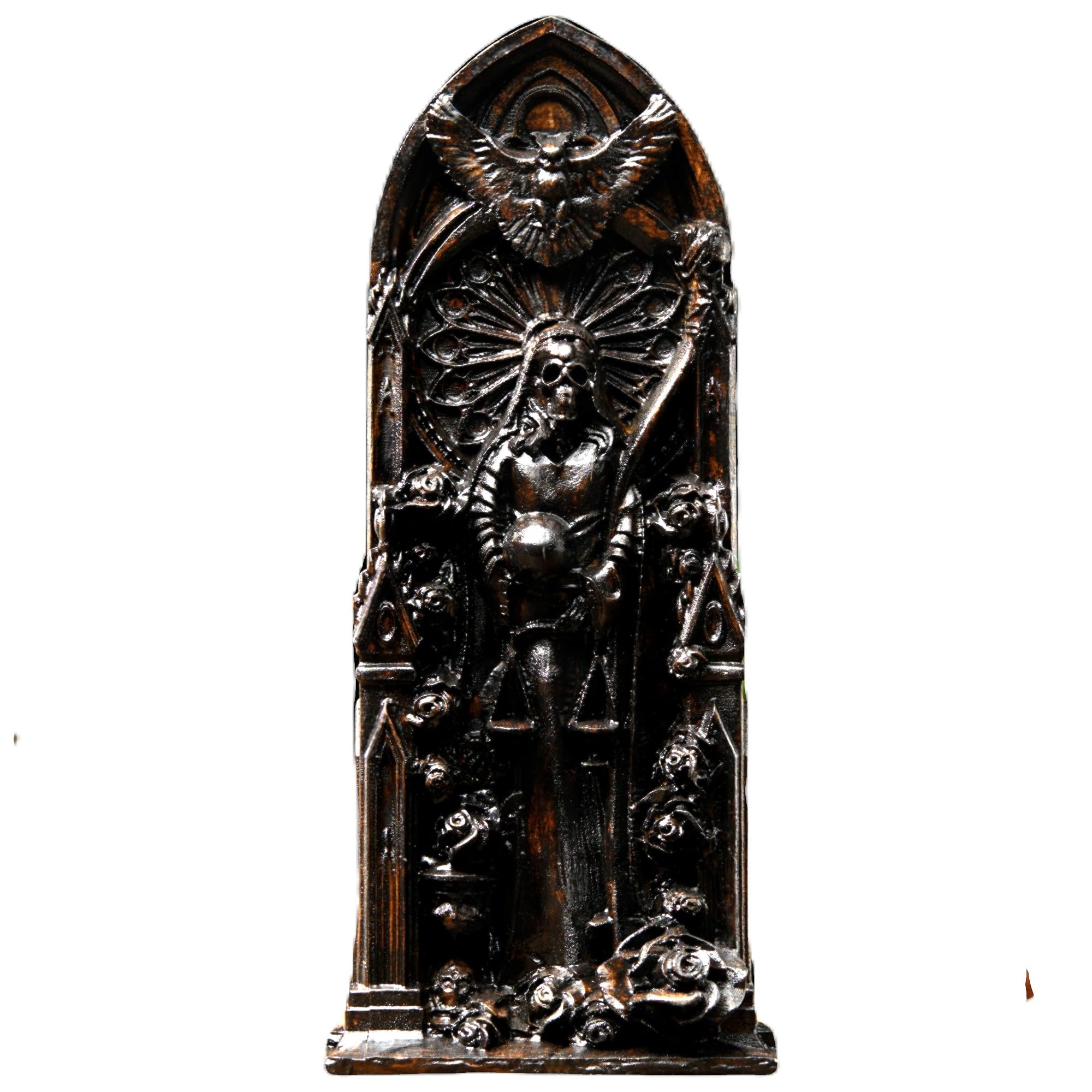 Santa Muerte Statue - Handcrafted Holy Death Goddess Figurine for Home Altar | Religious Wooden Statue for Wicca, Witchcraft & Spiritual Decor | Perfect for Sacred Spaces, Rituals & Gothic Home Decoration (Black)