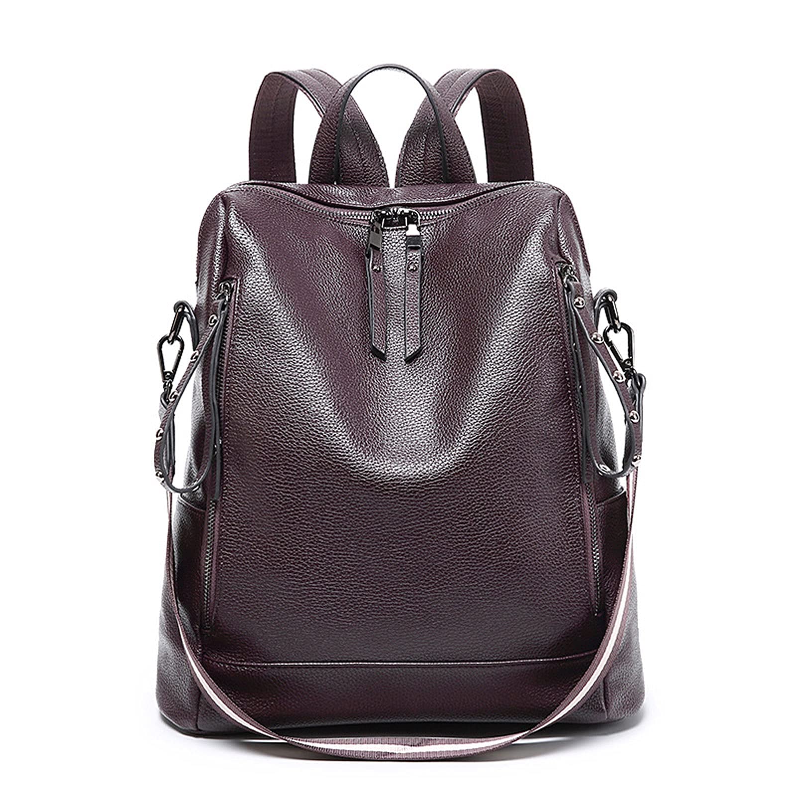 XHTONGSH Women's Convertible Backpack Purse - Waterproof Leather Satchel Handbag, Shoulder Bag & Sling Bag with Zipper for Women & Girls (Brown) - Perfect for Work, Travel & Daily Use