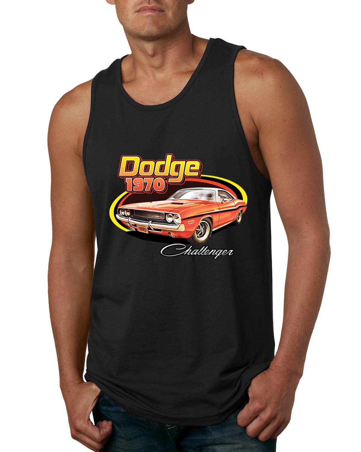 Vintage 1970 Dodge Charger Muscle Car Graphic Tank Top for Men - Classic American Racing T-Shirt for Car Enthusiasts, Auto Show & Casual Wear