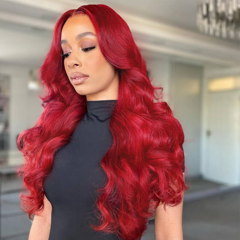 Eullair 28 Inch Body Wave Human Hair Wig with 13x4 Lace Frontal - Natural Wavy Colored Wig for Fall | Affordable & Cost-Effective Choice | Perfect for Daily Wear, Cosplay, and Special Occasions
