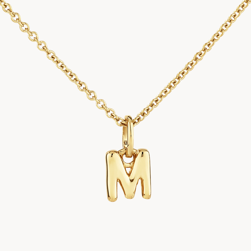 Gold Bubble Letter Necklace - Personalized Initial Pendant for Women - Perfect for Gifts, Birthdays & Everyday Wear