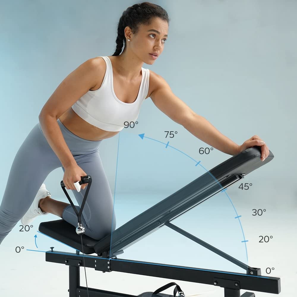 Adjustable Weight Bench for Home Gym - Foldable Workout Bench with 881 lbs Capacity - Strength Training Equipment for Full Body Exercises - Perfect for Small Spaces & Home Fitness Routines (Black)