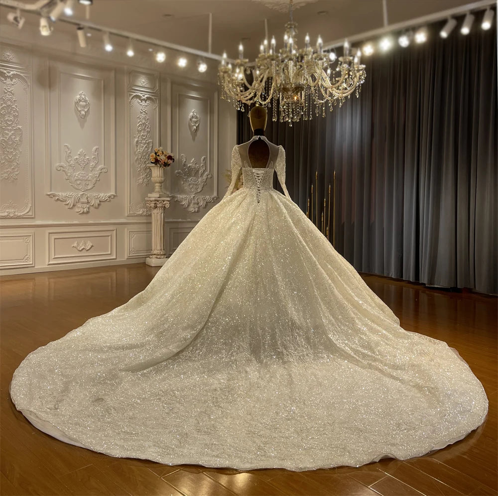 Elegant Ball Gown Wedding Dress for Brides 2025 - Lace Detailing & Flowy Skirt | Perfect for Church Ceremonies, Formal Receptions & Bridal Portraits
