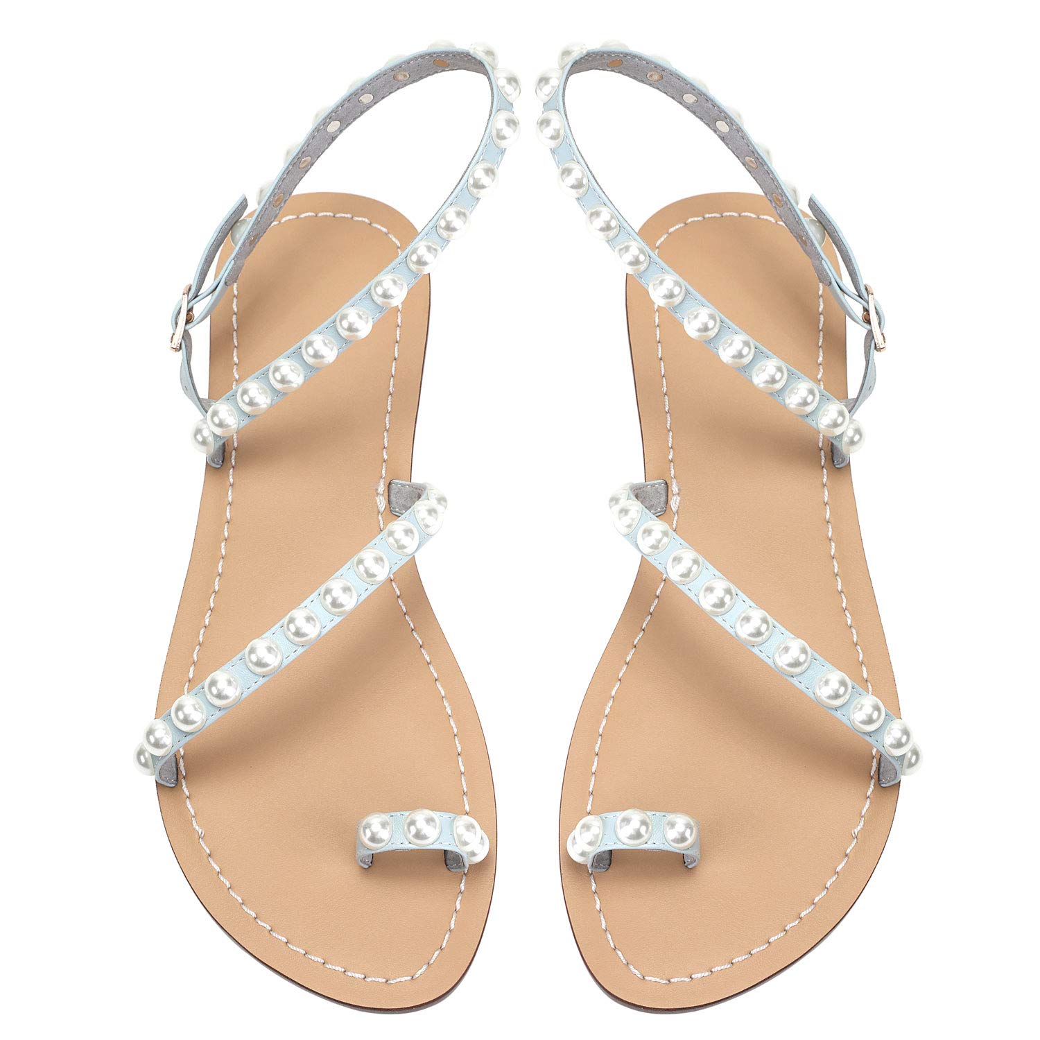 Monrovia Women's Gladiator Sandals - Bohemian Flip Flops for Summer | Comfortable Beach Flat Sandals with Arch Support | Perfect for Vacation, Poolside, and Casual Outings