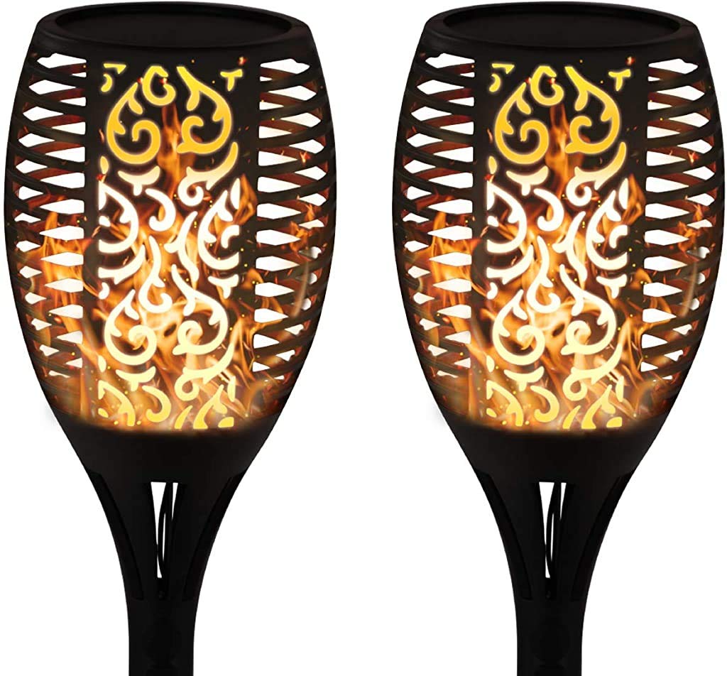 Upgraded Waterproof Solar Torch Lights - 99 LED Flickering Flame Outdoor Solar Lights for Garden, Patio, Pathway & Driveway - Auto On/Off Dusk to Dawn Landscape Lighting (4 Pack) - Perfect for Backyard Parties, Wedding Decor & Holiday Outdoor Decorations