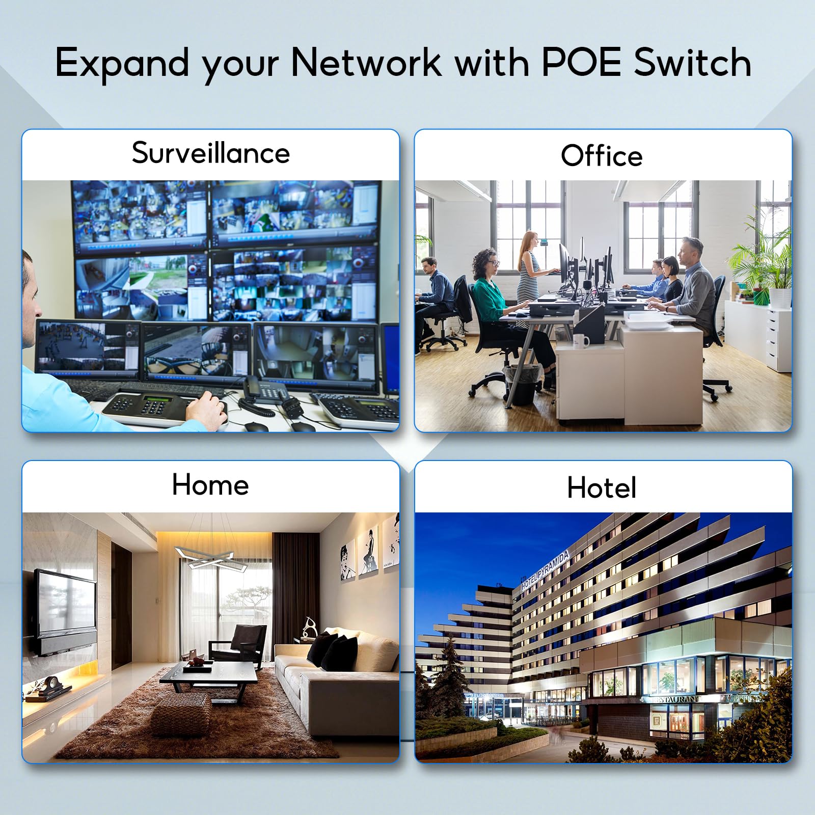16 Port Gigabit PoE Switch 400W with 2 Gigabit Uplink Ports, 802.3af/at Compliant, Port Isolation & Metal Casing - 1U Rackmount Unmanaged Network Switch for IP Cameras, VoIP Phones & Wireless Access Points