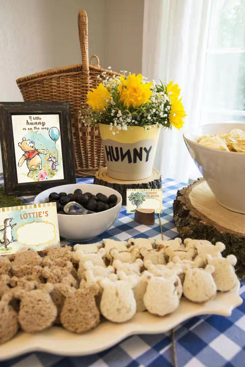 Classic Winnie the Pooh Food Labels & Signs - 12 Pcs Baby Shower Decorations, Birthday Party Favors, Table Centerpieces | Perfect for Disney Themed Events, Kids Parties & Nursery Decor