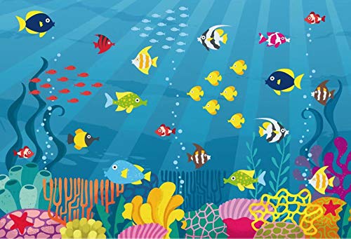 Under The Sea Baby Shower Backdrop - Tropical Ocean Animal Theme 5x3ft Vinyl Photo Background for Newborn, Kids Birthday Party, Cake Table Decor - Perfect for Boys, Girls & Adult Portrait Studio Props | Ideal for Baby Showers, Birthday Parties & Photo Studios