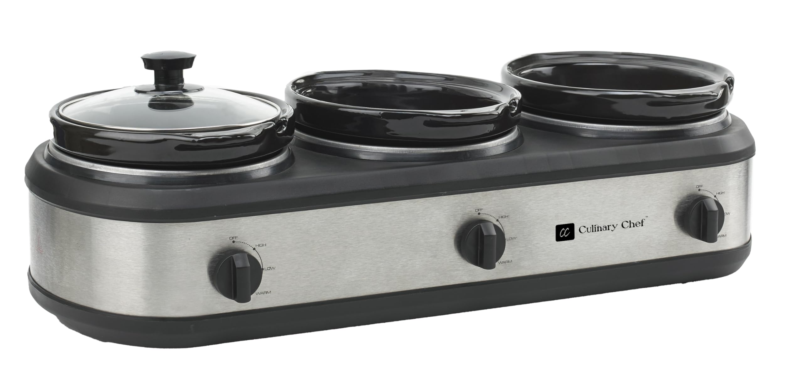 SC3105-SS 3-Pot Stainless Steel Slow Cooker & Buffet Server - Keep Food Warm for Parties, Catering & Family Gatherings